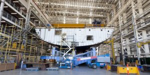 Ship construction in a shipyard